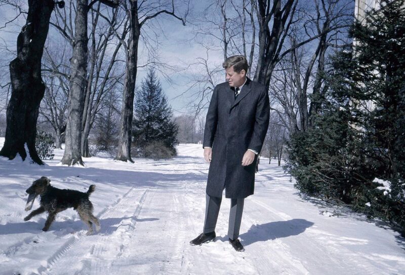 John F Kennedy with his Welsh Terrier named Charlie