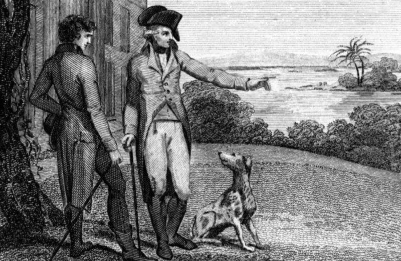 US President George Washington with his French Hound
